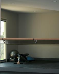 Mirror wall with ballet bar